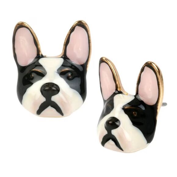 Betsey Johnson Bulldog Novelty Stud Earrings - Picture 1 of 4